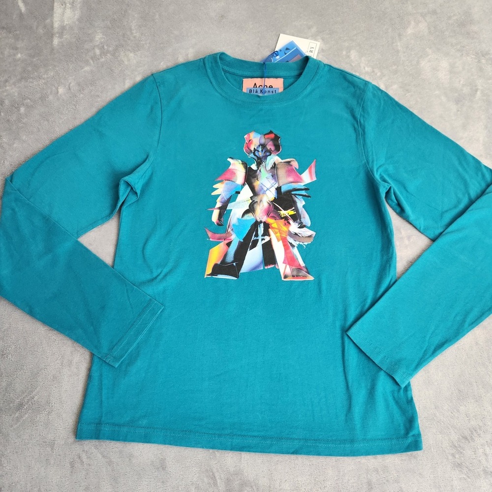 New Acne Studios Bla Konst Blue Lion Print Long Sleeve T Shirt XS Graphic  NWT